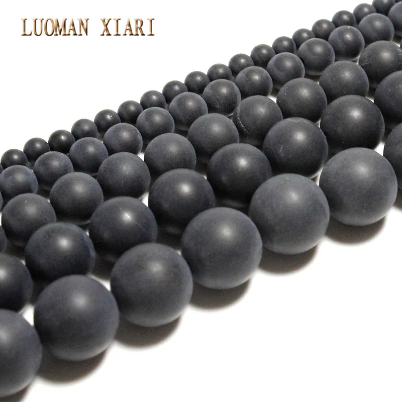 Luoman xiari натуральный круглый черный полированный Агат камень бусины для