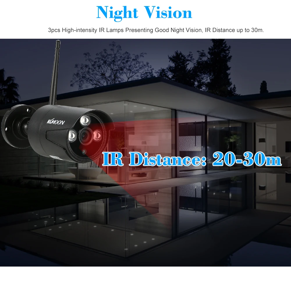 KKmoon 4CH 1080P NVR Kit Беспроводная Wi Fi камера водонепроницаемая Наружная цилиндрическая