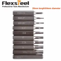 Flexsteel 10 шт. CR-V hex бит набор включает H0.7, H0.9, H1.3, H1.5, H2.0, H2.5, h3.0, H3.5, H4.0 и PH000