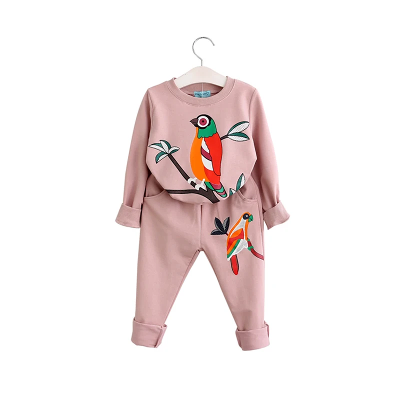 

Baby Girls Clothing Sets 2017 Spring Girls Active Suit Kids Sportswear Child Bird Suits Tracksuits Kids Clothes Sports Suit