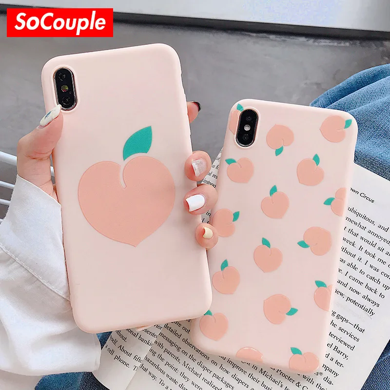 SoCouple Мягкий ТПУ чехол для телефона для iphone X Xs max XR 11 Pro Max 6 6S 7 8 plus милый мультяшный фруктовый персиковый чехол