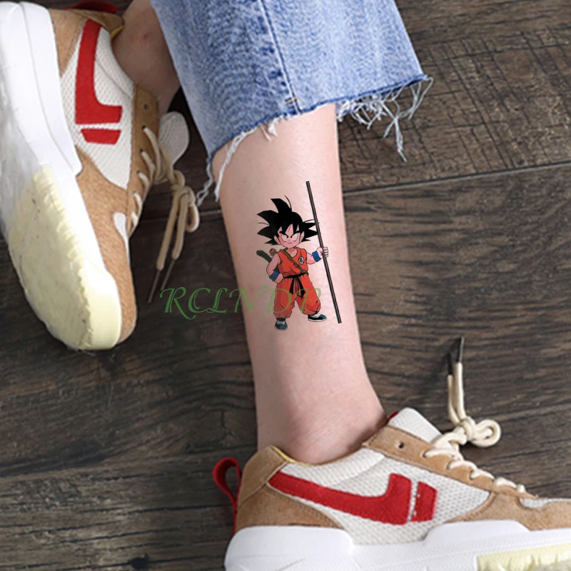 Водостойкая временная татуировка наклейка японского аниме мультфильм Dragon Ball Король обезьян поддельные тату флэш-тату для мужчин, женщин и детей