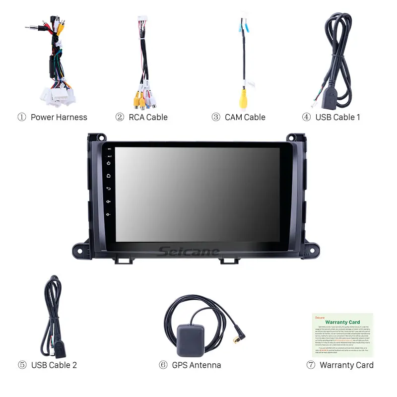Sale Seicane Android 8.1 HD 2Din 9" Car Stereo For Toyota Sienna 2009 2010 2011 2012-2014 Head Unit GPS Player SWC Rear Camera DVR 3