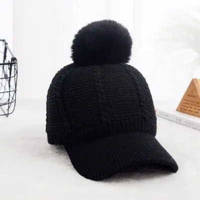 MAERSHEI Корейская шапка для волос, женская осенняя и зимняя теплая вязаная шерстяная шапка - Цвет: Black
