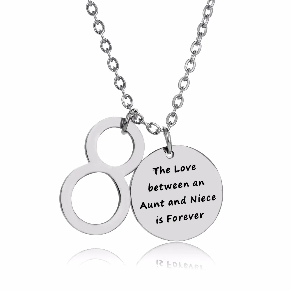 12PC/Lot Lucky Number 8 Infinity Love Between An Aunt Niece Is Forever Pendant Necklace Women Girl Jewelry Stainless Steel Gifts | Украшения