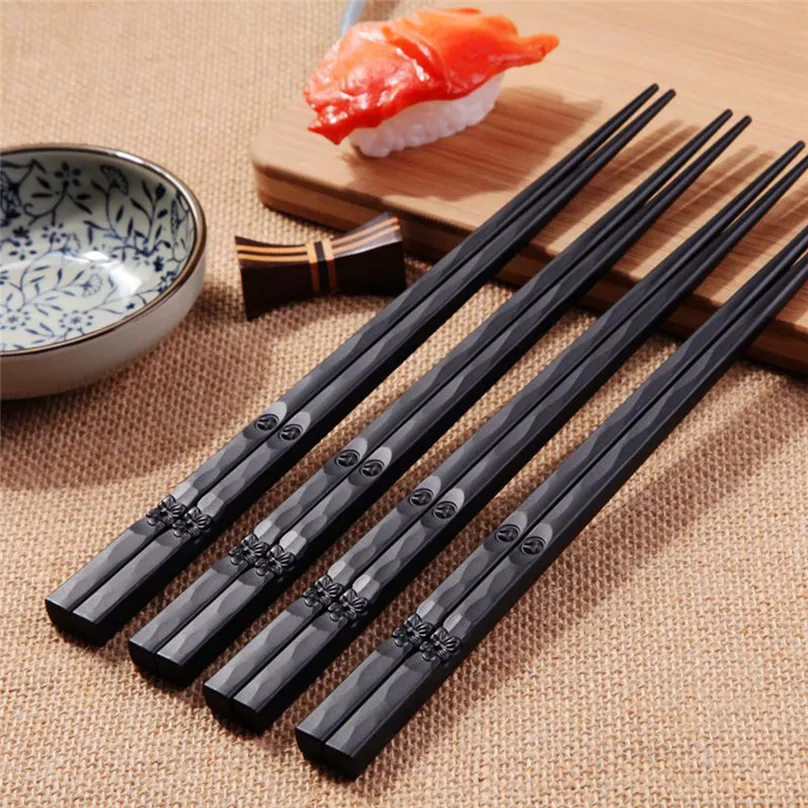 1 Pair Japanese Chopsticks Alloy Non Slip Sushi Chop Sticks Set Chinese