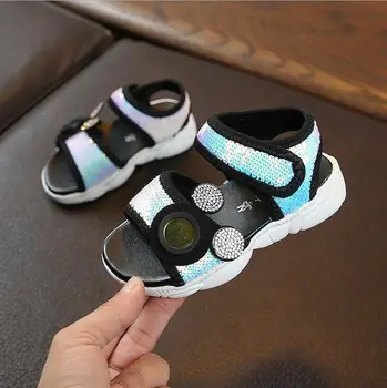 

Girls Sandals New Summer Children Lovely Cartoon Princess Party Shoes Fashion Girls Crystal shoes Kids Sandals Sequins