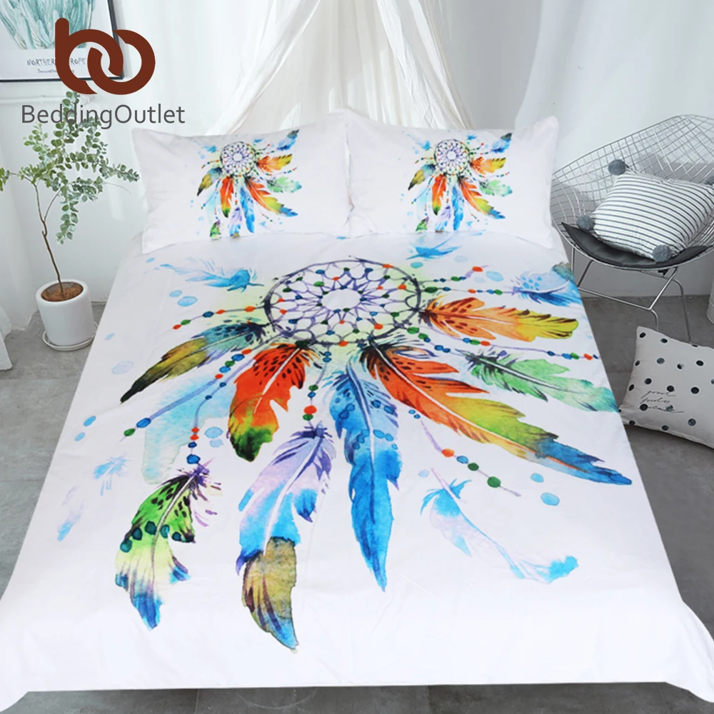

BeddingOutlet Dreamcatcher Bedding Set Watercolor Bohemian Duvet Cover With Pillowcases 3-Piece Colorful Exotic Bedclothes