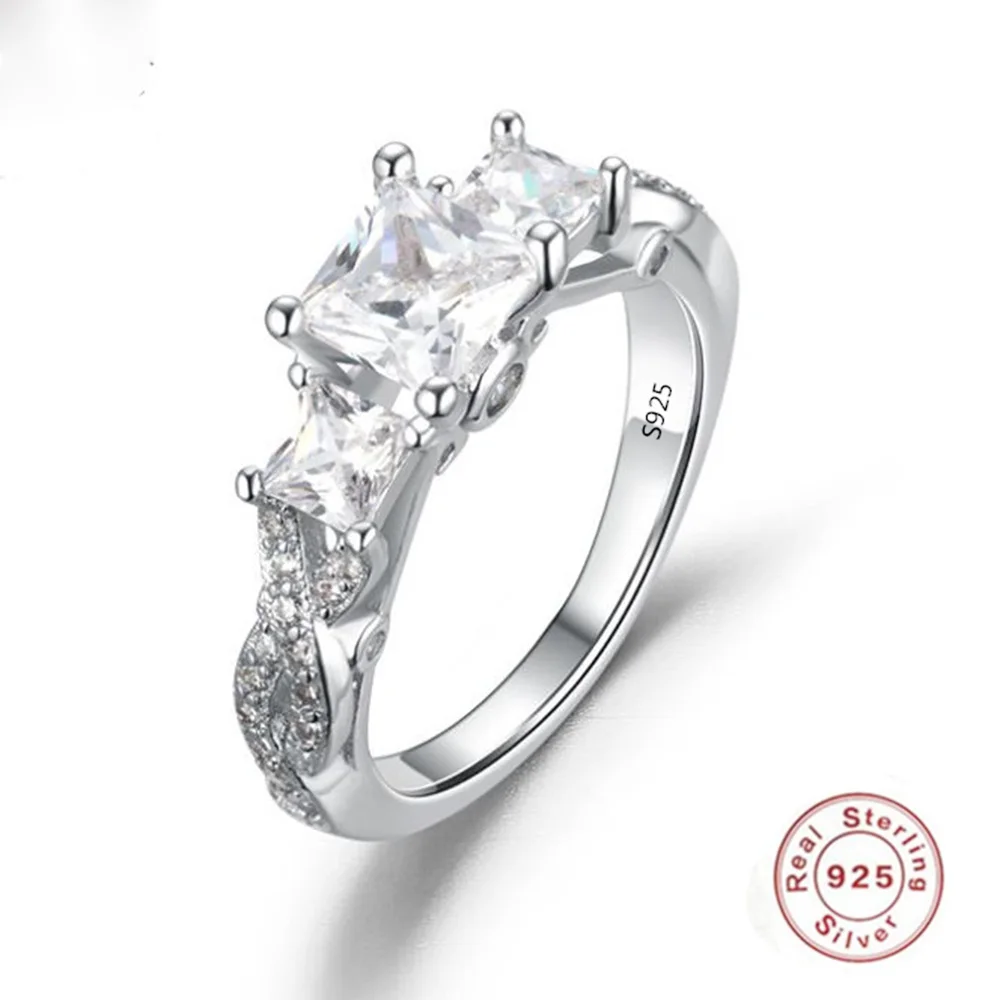 

YKNRBPH Hot Sale 2019 Women's Elegance S925 Sterling Silver Square Diamond Noble Fashion Weddings Fine Jewelry Rings