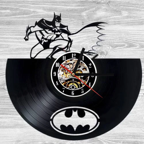 Batman CD Record Wall Clock LP Vinyl Hollow 3D Decorative Hanging Art 