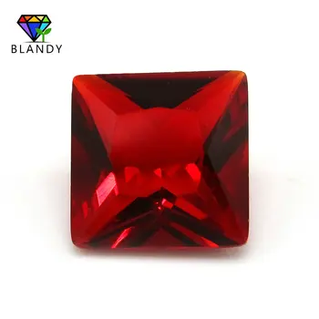 

Free Shipping 2x2~12x12mm Square Shape Loose Glass Stone Princess Cut Red Color Synthetic Gems For Jewelry DIY Stone