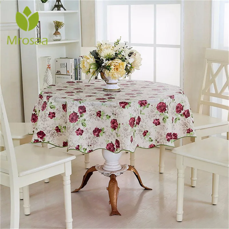Home Decor 152cm Pastoral Floaral Round Picnic Water Resistant Oil