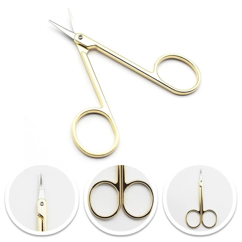 

Slim Sharp Tip Makeup Eyebrow Scissors Stainless Steel Curved Tip Beauty Scissors Small Manicure Trimming Scissors