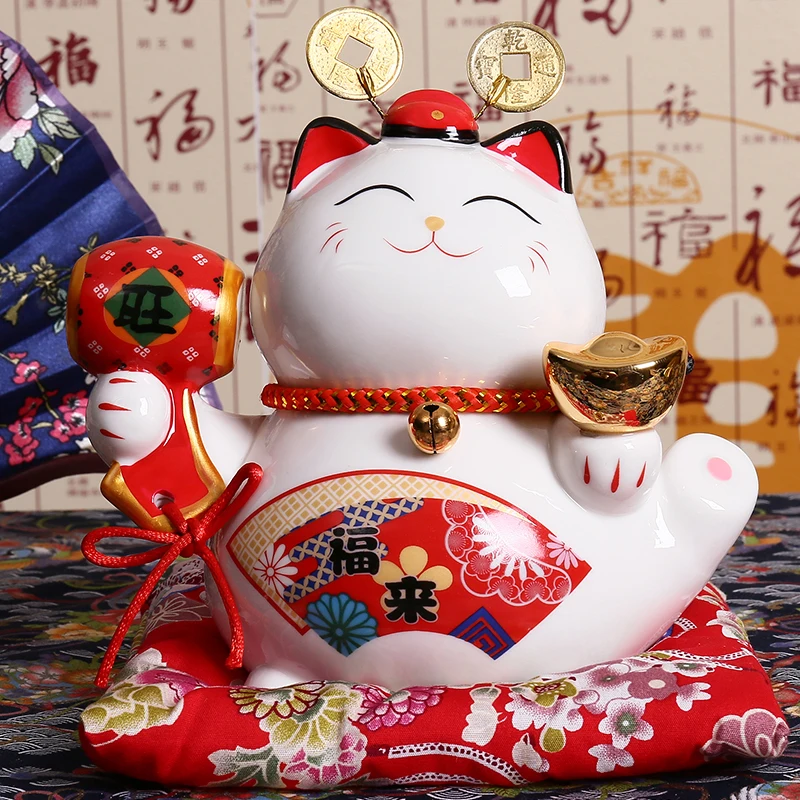 6 дюймовый Керамический Манеки Neko украшение кошка на удачу копилка фигурка фэн