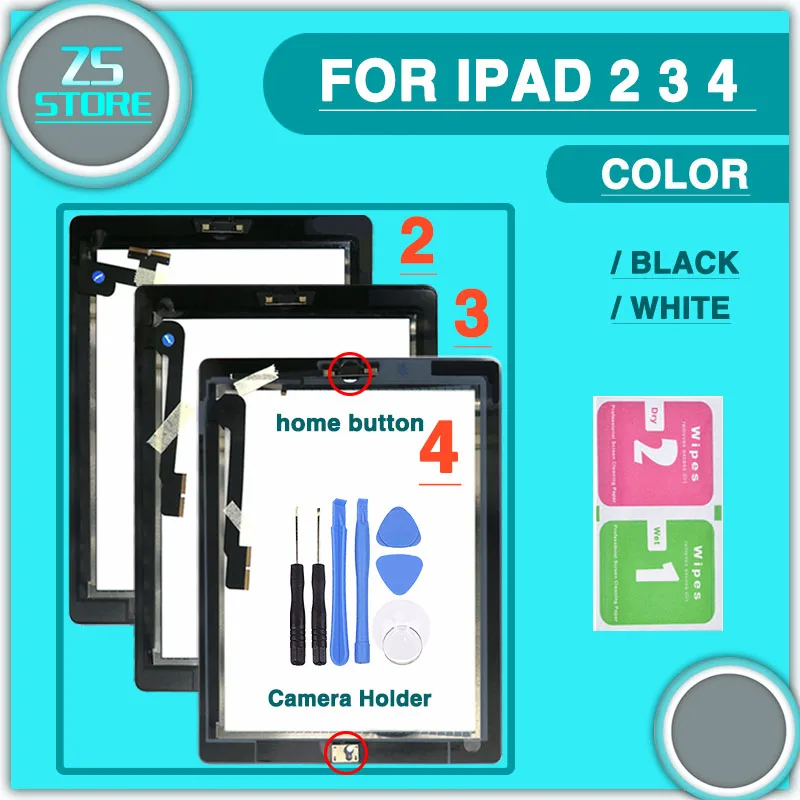 For ipad A1395 A1396 lcd Touch Screen For ipad 2 / 3 / 4 Touch Panel Digitizer with home button flex sticker camera holder +tool For ipad A1395 A1396 lcd Touch Screen For ipad 2 / 3 / 4 Touch Panel Digitizer with home button flex sticker camera holder +tool