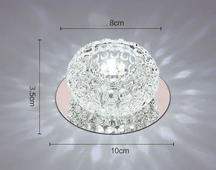 Потолочный светильник, Кристальный светодиодный потолочный светильник для гостиной, коридора, прохода, внутреннего освещения, современный 3 Вт/5 Вт, декоративный встроенный светильник - Цвет корпуса: white light