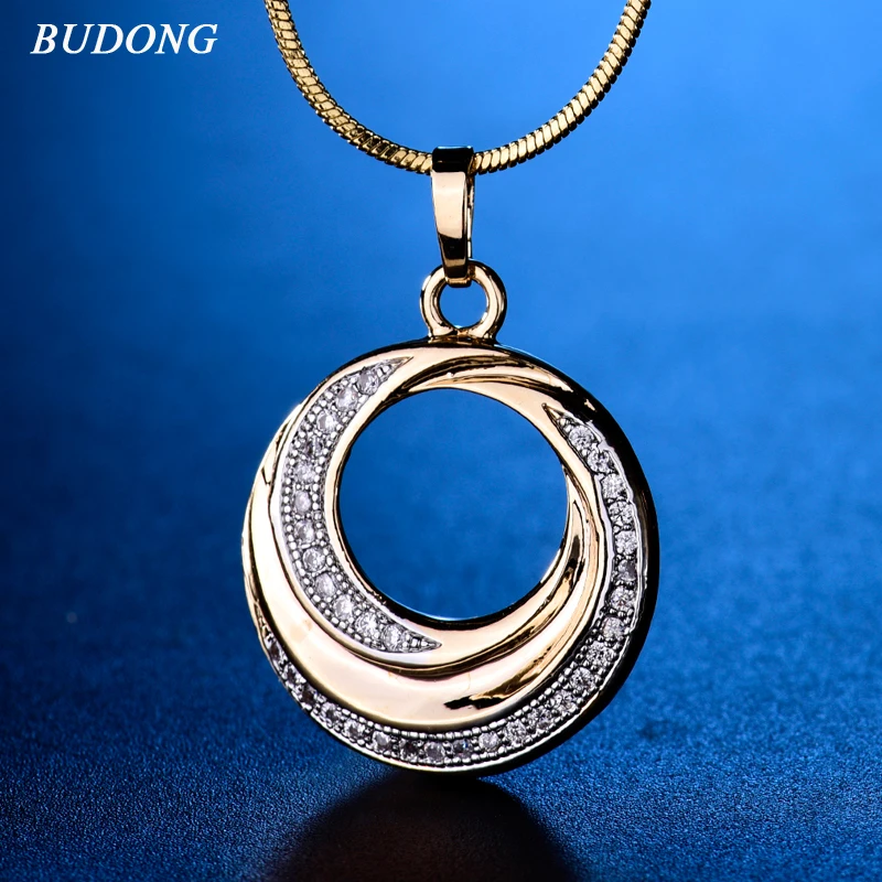 Ожерелье и кулоны BUDONG Трендовое сверкающее ожерелье с цепочкой из фианита ААА +