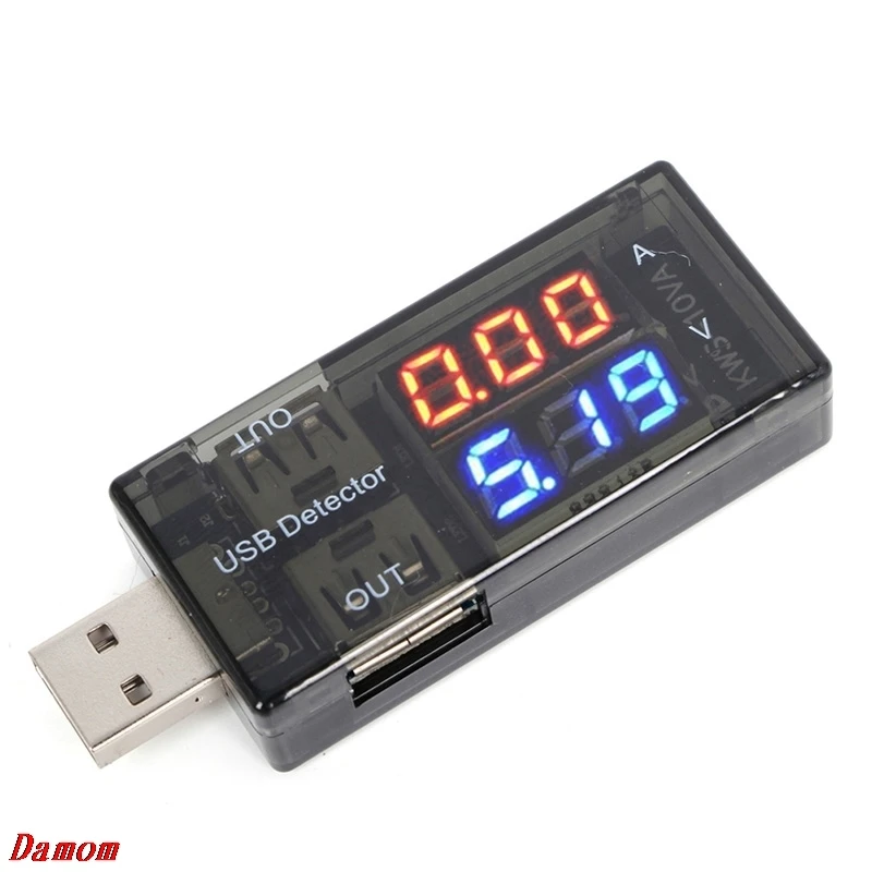 OOTDTY USB Current Voltage Tester USB Voltmeter Ammeter Detector Double Row Shows