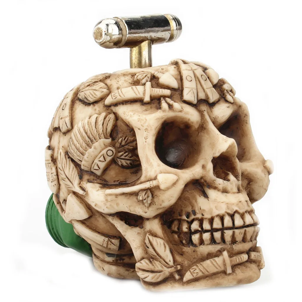 

Hot High Quality Creative Design Antique Skull Water Tap Carved Golden Decorative Garden Faucet Antique Sink Faucet New