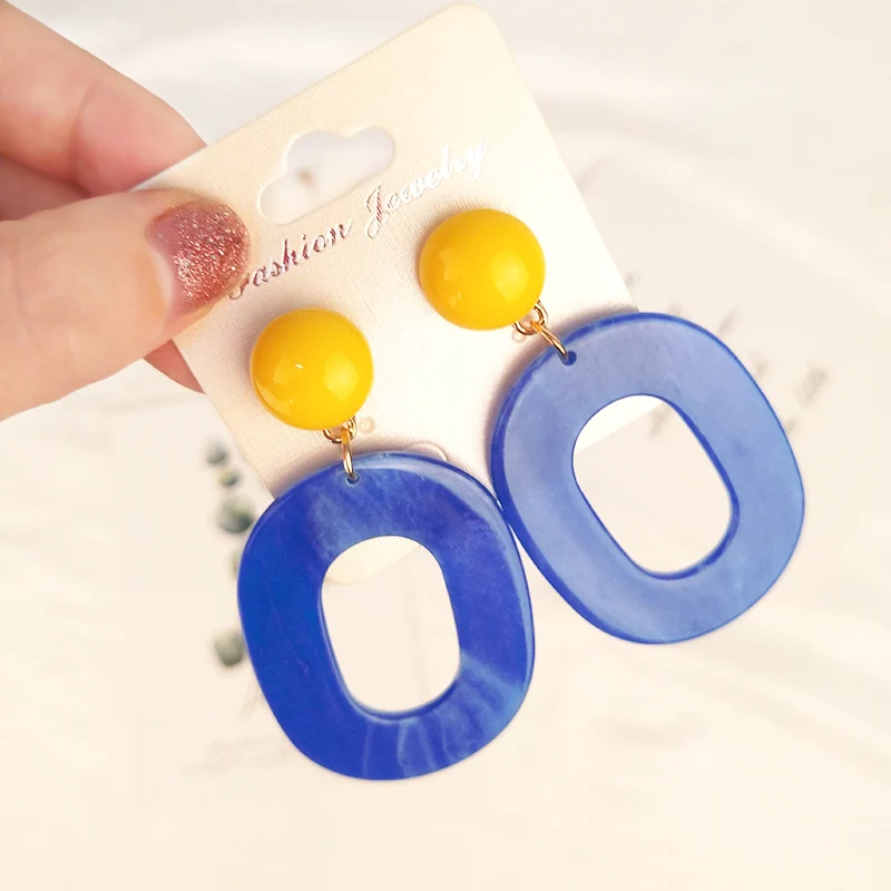 GuanLong Trendy Long Acrylic Fashion Earrings for Women Big Circle Geometric Resin Dangling Drop Earring Girls Jewelry Brincos   (4)