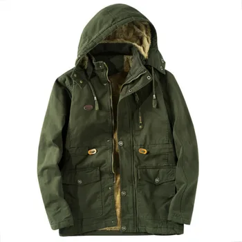 

Plus Size 5XL Winter Jacket Men Cotton Cashmere Parkas Men Casual Multi-Pockets Hooded Collar Windbreaker Parkas Men Clothes