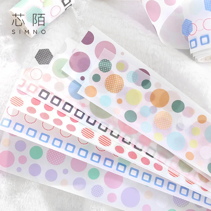 

7 Pcs/Lot Basic stripe Dot matrix circle washi tape DIY decoration scrapbooking planner masking tape adhesive tape label sticker