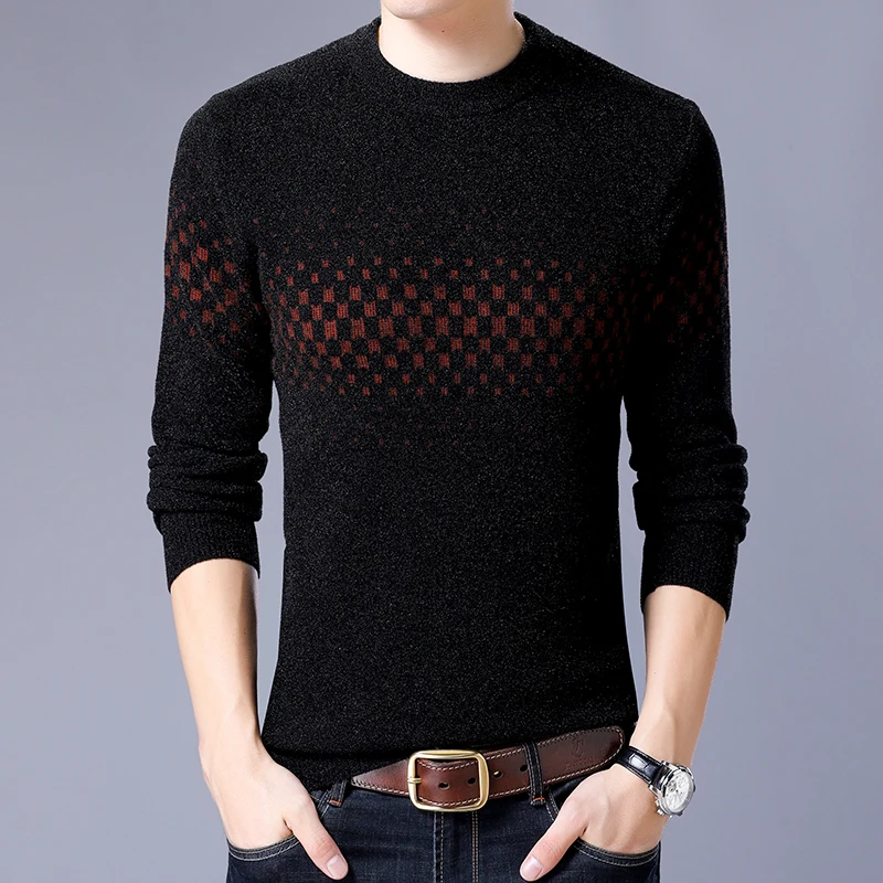 men sweater winter round neck knitted sweaters male casual