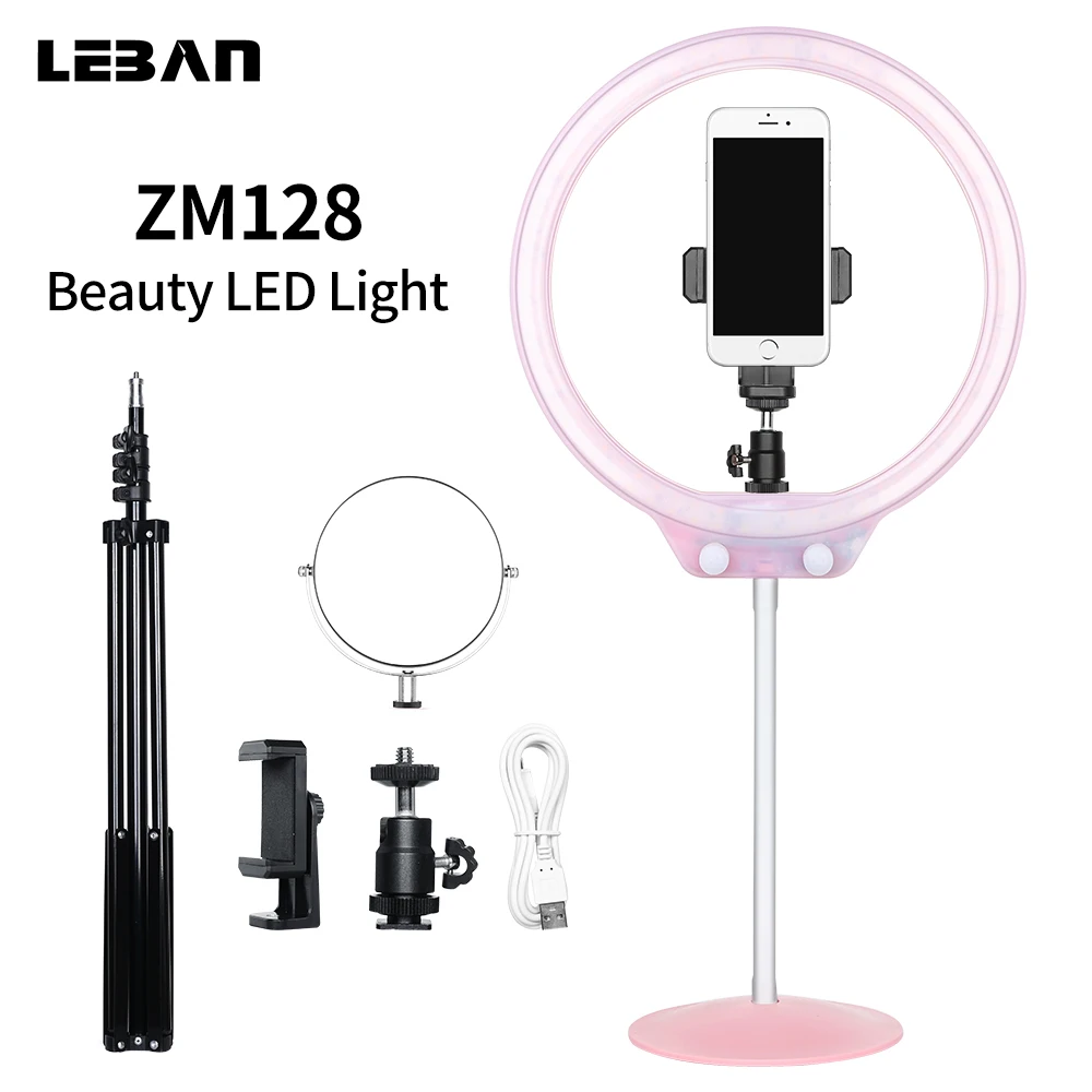 ZOME ZM128 Pink LED Ring Light 3200K 5500K Dimmable Color ...