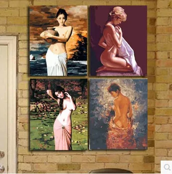 

offer the world famous paintings. DIY Home Furnishing bathroom human body digital painting 40*50 pottery woman portrait