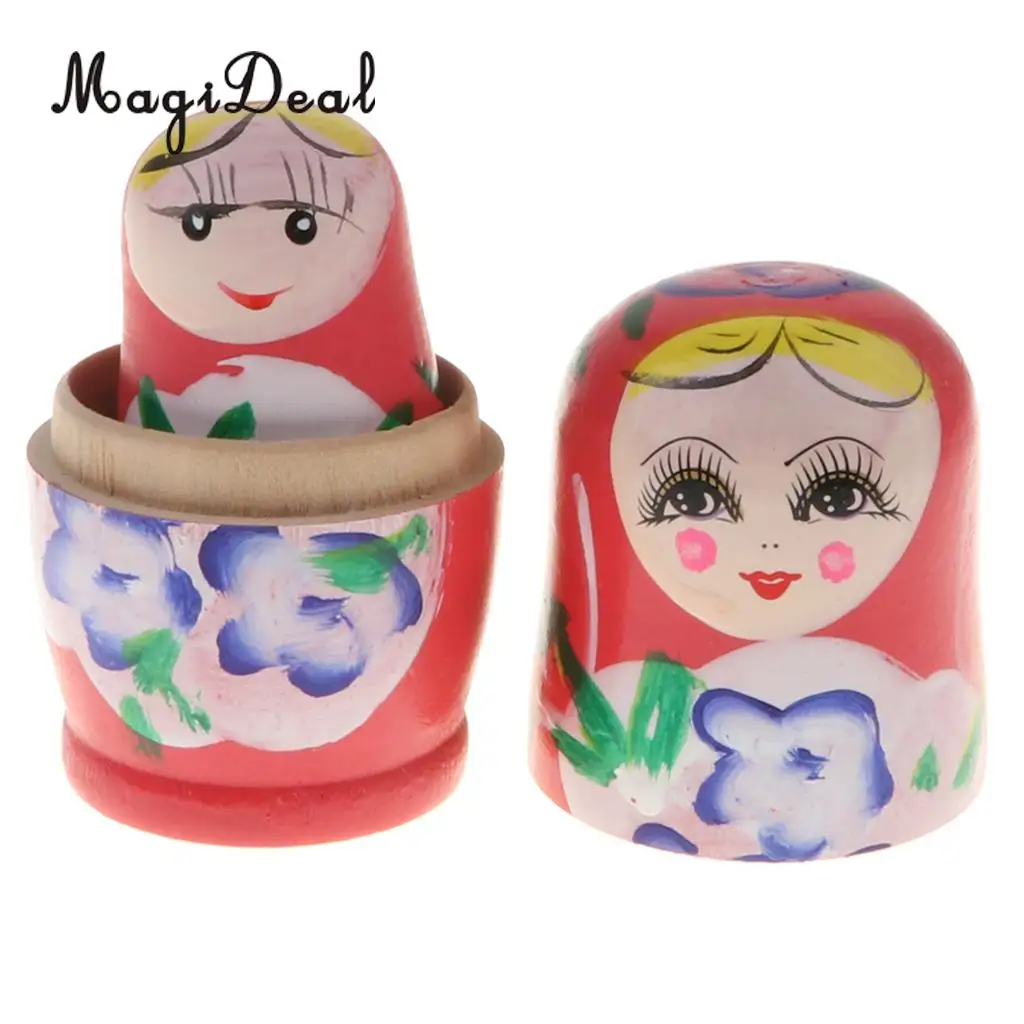 5PCS Wooden Russian Nesting Dolls Matryoshka Stacking Nested Dolls Toys Christmas Gifts Home Decoration for DIY Hand Painted
