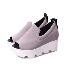 Schuh Frau Plattform Frauen Sandalen 2016 Sommer Keil Thick High Heel Brief Offene spitze Beleg Auf frauen Schuh # HR646
