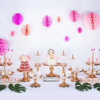 

3pcs-11pcs Mirror Cake Stand, Round Metal Dessert Cupcake Display Pedestal Plate for Wedding Event Birthday Quinceanera Party