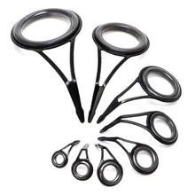 Conjunto de vara de pesca, 8 peças, 8 tamanhos, aço inoxidável & ponta de cerâmica, anel superior, círculo, haste, kit de reparo, pesca acessórios para pesca