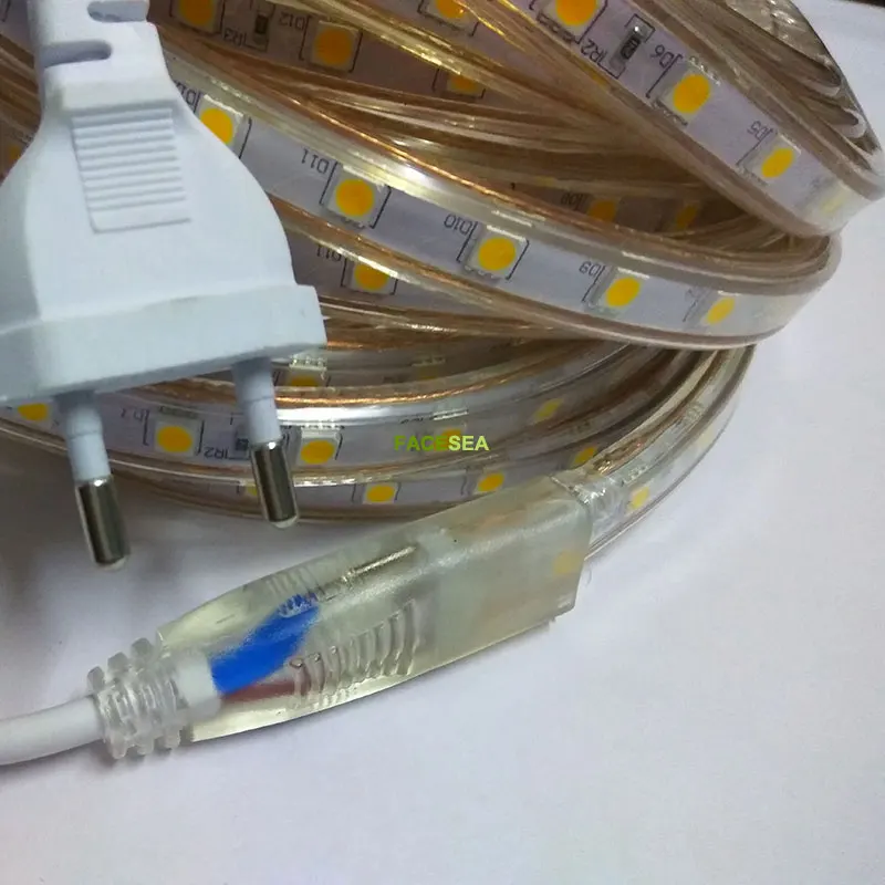 100 м Светодиодная лента Гибкая СВЕТОДИОДНАЯ SMD 5050 AC 220 В Высокая яркость 60