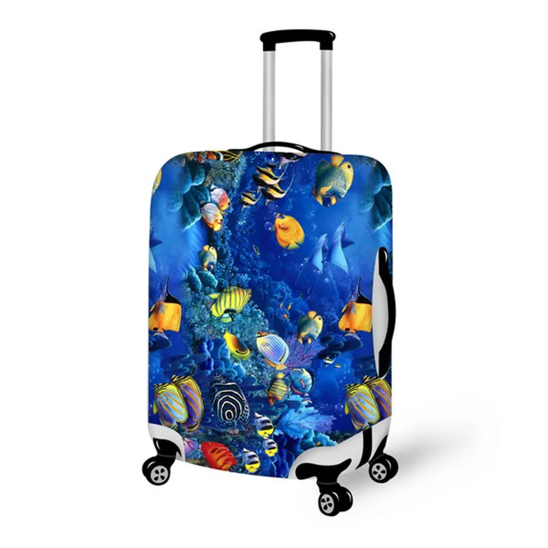 Customized Image Fish Pattern Blue Luggage Protective Dust Covers