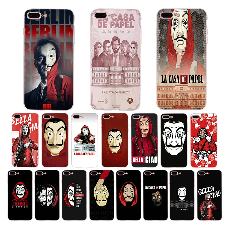 

La Casa de papel Soft silicone shell cover for iphone 5s 5 se phone case xr xs max X 8 6s 7 6 plus TV series TPU Funda Coquex