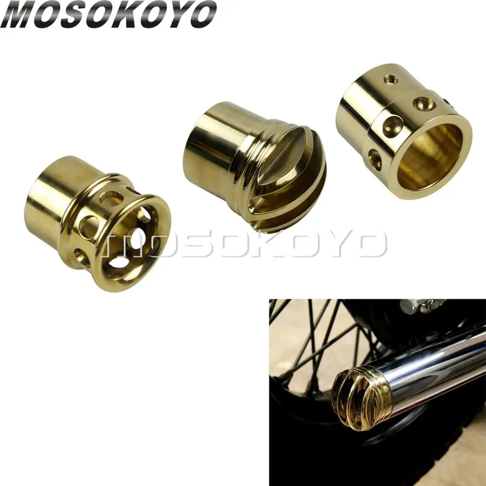 

Brass Drilled 1-3/4" Exhaust Tip Slip On 1 3/4" Muffler Pipe End Plus Tip for Harley Chopper Cafe Racer Scrambler Triumph