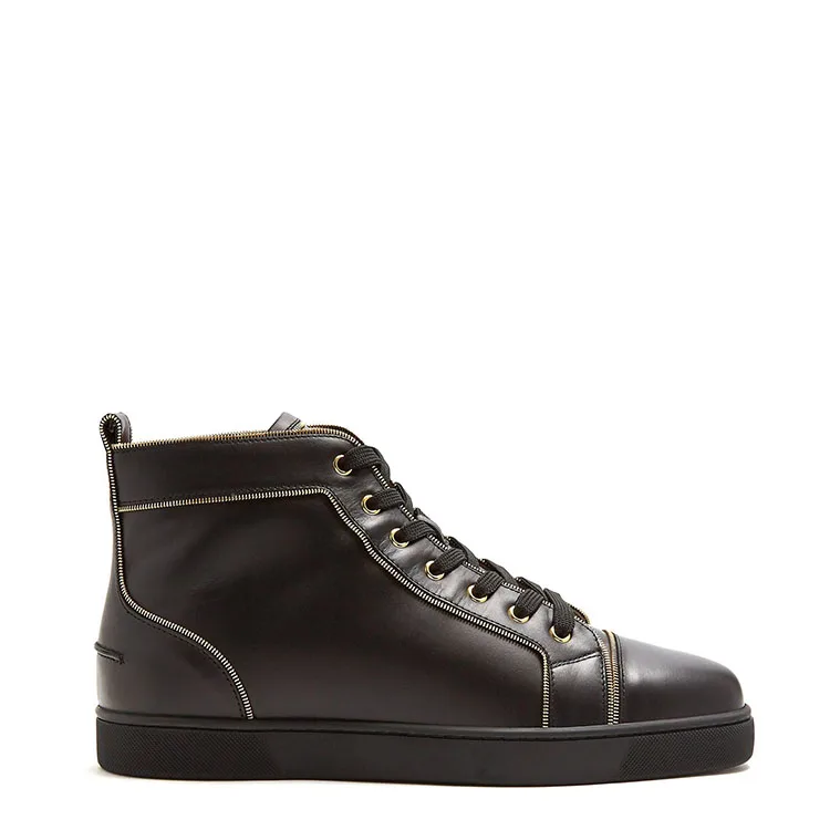 

newest casual men shoes black leather ankle boots gold zipper punk flats sneakers shoes lace up short boots 2018 boy oxfords