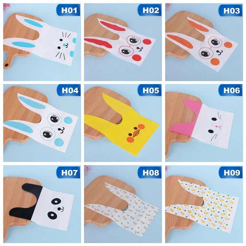 

50pcs/pack New Cute Rabbit Ear Cookie Bags Gift Bags For Candy Biscuits Snack Baking Package Party Supplies