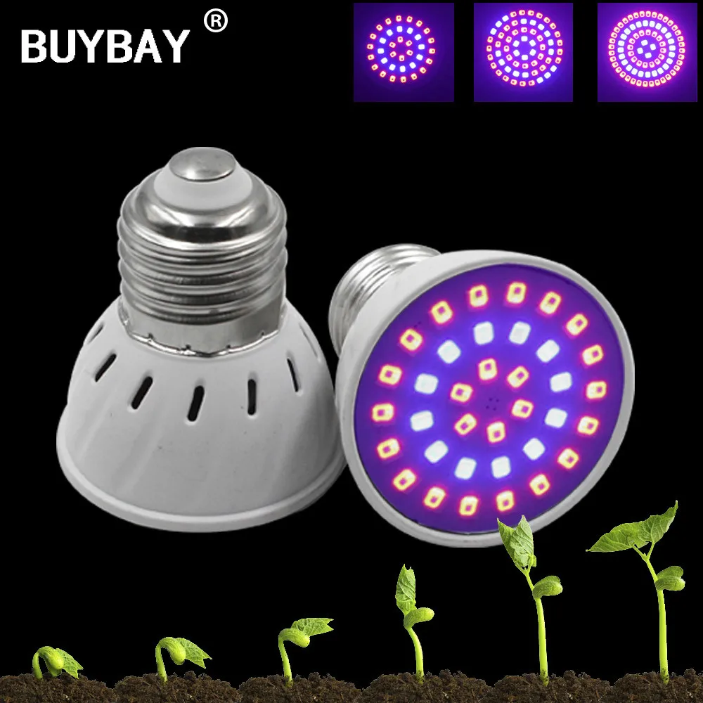 

LED Grow Light E27 Bulbs 36 54 72LEDs Full Spectrum 220V E14 Indoor Growth Lamp Lights for Hydroponic Systems Flower Plant Bloom