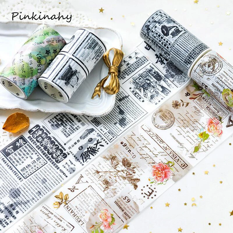 

8cm Creative Vintage Notes Flowers Greetings Decorative Adhesive Tape Scrapbooking Masking Washi Tape School Office Supplies