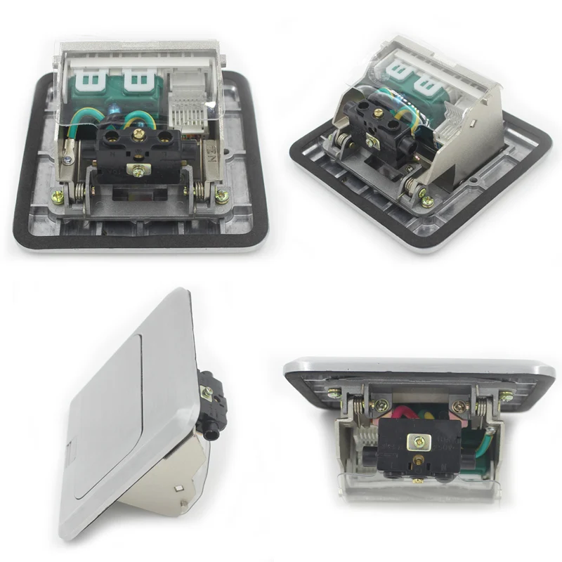  JOHO Aluminum Alloy Fast Pop Up Floor Outlet Box 15A US Socket 2 Pole Outlet RJ45 HDMI USB For Livi - 32978327818
