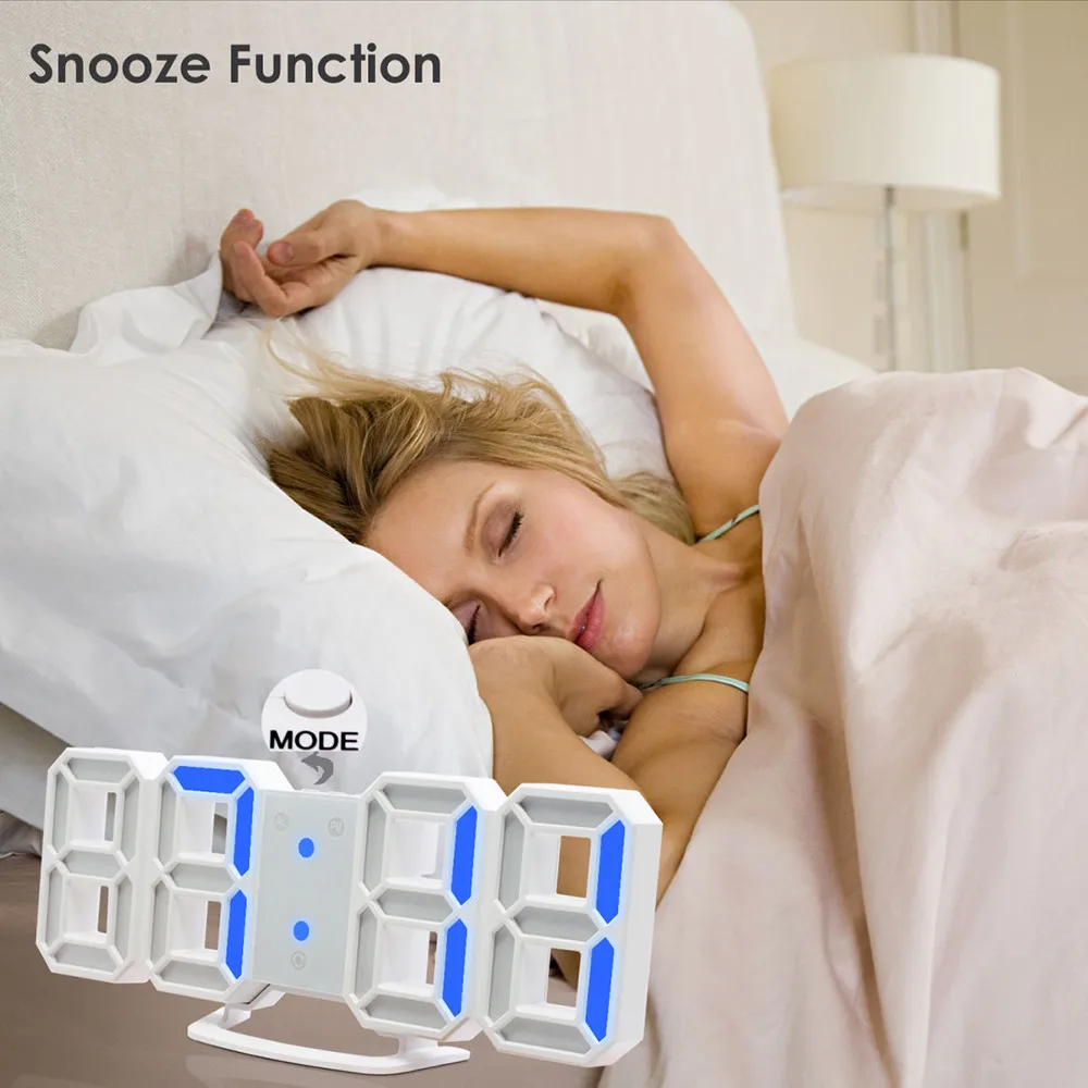 

Clock Practical Table Desk Night Wall 3 Color Digital LED Clock Alarm Watch 24/12 Hour Display White 21.5*8.7*4Cm