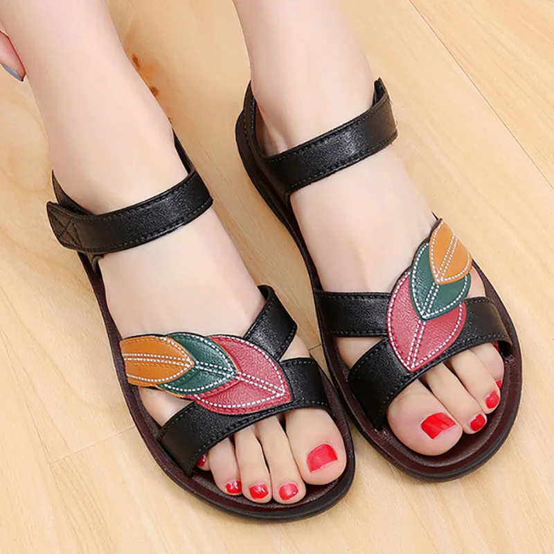

New Women Sandals Comfort Women Shoes Soft Bottom Flat Sandals Slip-on Mother Shoes Casual Shoes Woman Sandalie Plus Size 42