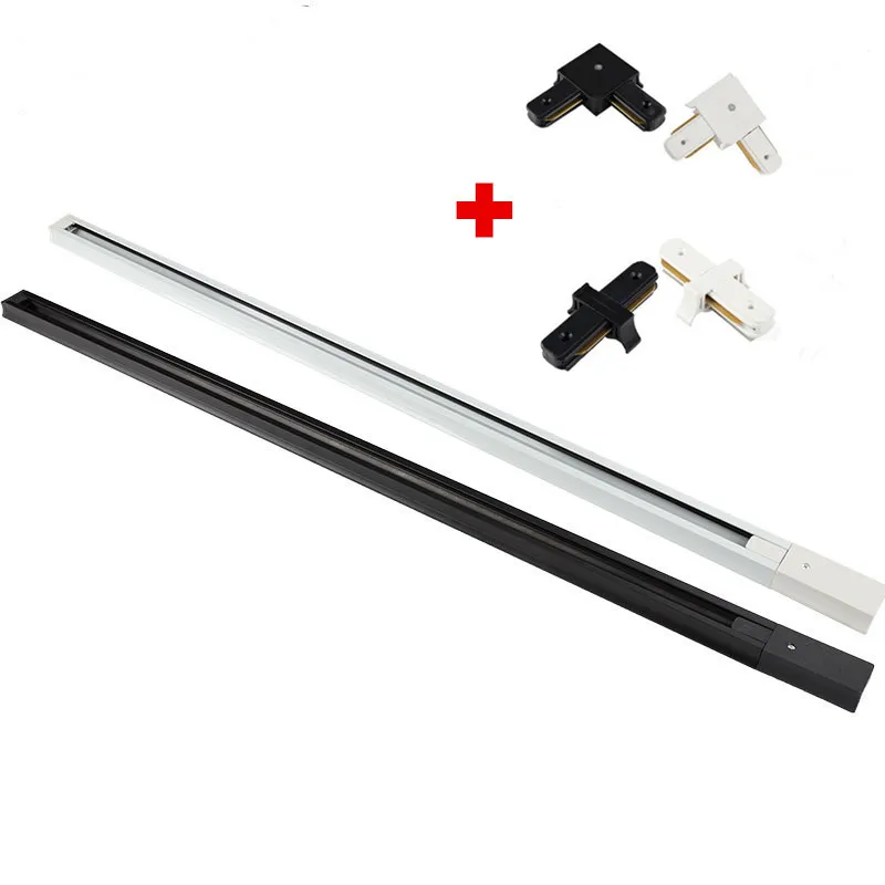 10pcs LED Track Rail Track Light Fitting Aluminum 1 meter 2 wire Connector System Tracks Fixture 1m black white Universal Rails