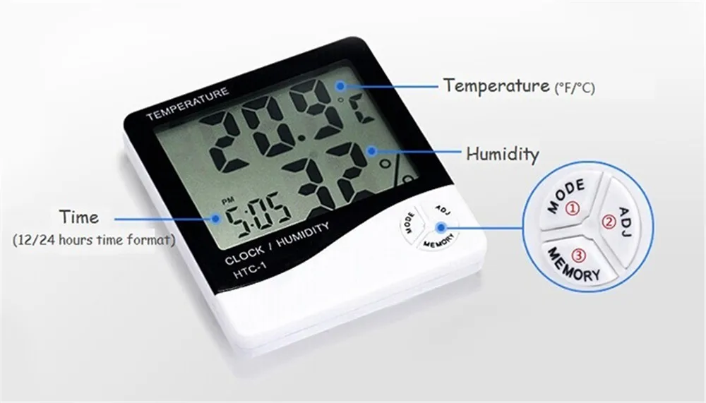 Alarm Clock Indoor Room LCD Electronic Temperature Humidity Meter Digital Thermometer Hygrometer Weather Station02