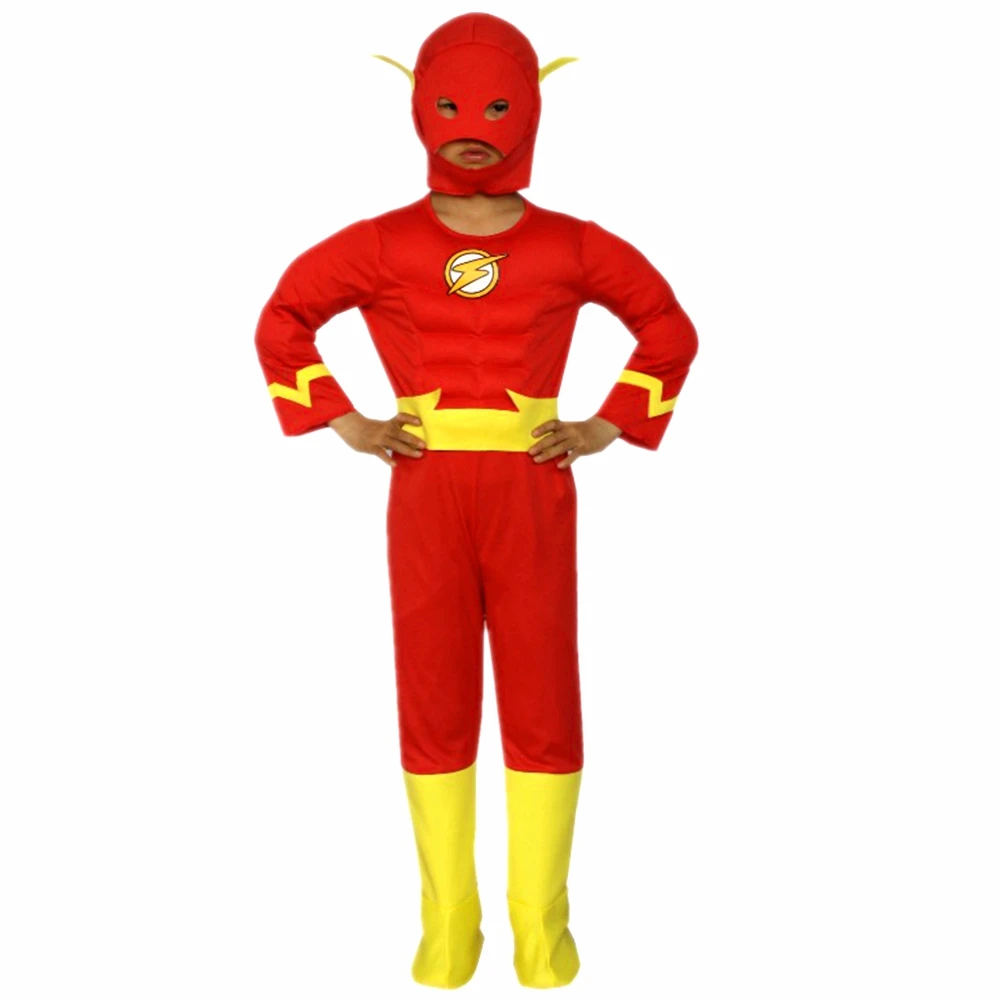 

The Flash Muscle Chest Superhero Fancy Dress Toddler Boys Kids Halloween Fantasia Flash Cosplay Costumes For Party Carnival