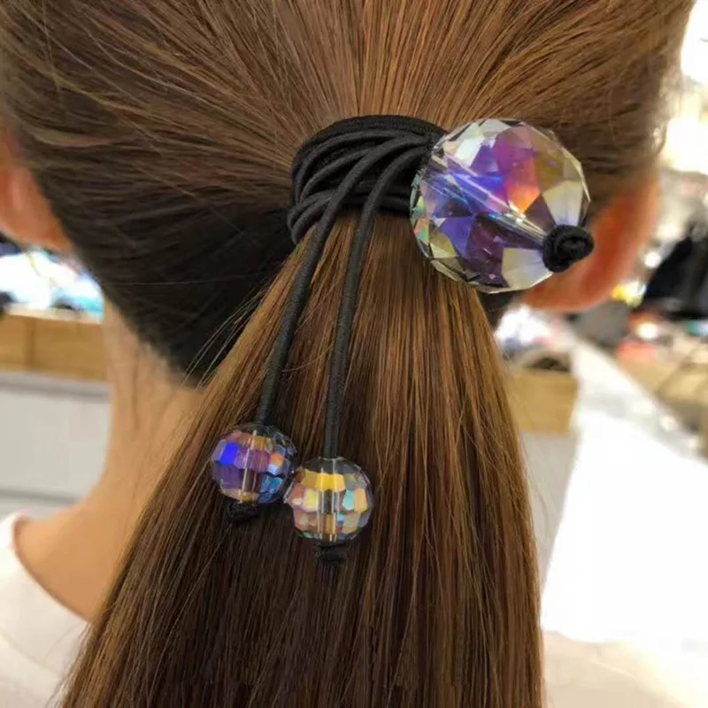 12pcs Boutique Crystal Ball Hair Ties Elegant Korean Elastic Hair Bands 