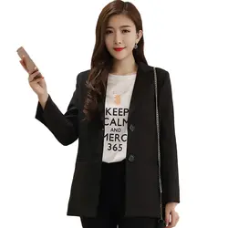 Свободный костюм Блейзер Женский Плюс Размер длинный Повседневный синий черный топ Корейская офисная одежда куртки Jaqueta Feminina женские