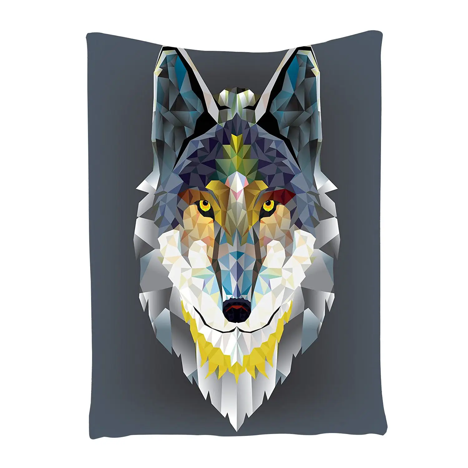 Serigala Abu abu Dekorasi Permadani Artistik Desain Grafis Coyote Binatang Hewan Geometris Cetak Bedroom Living Anak